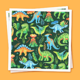 Wasserfarben Dinosaurier T rex Boys Birthday Party Serviette