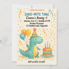 Wasserfarben Dinosaurier zum Geburtstag Einladung 
