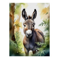 Wasserfarben-Donkey-Poster