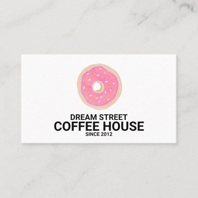 Wasserfarben Donut Bäckerei Trendy Business Card Visitenkarte (Vorderseite)