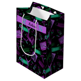 Wasserfarben| Dr. Medical Collage Aquamarin Lila Mittlere Geschenktüte
