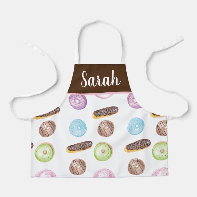 Wasserfarben-Eclairs Donuts Fun Whimiscal Sweet Schürze (Vorderseite)
