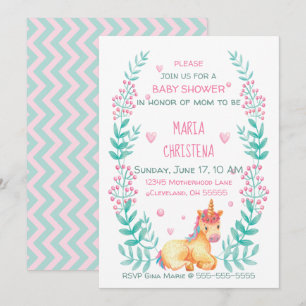 Wasserfarben-Einhorn-Blumen-Baby-Shower-Einladung Einladung