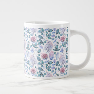 Wasserfarben-Einhorn-Kristalle und Rose-Muster Jumbo-Tasse