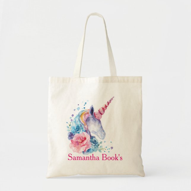 Wasserfarben Einhorn mit Pony Tragetasche (Vorne)