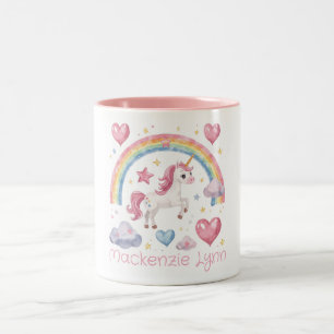 Wasserfarben-Einhorn und Regenbogen mit individuel Zweifarbige Tasse