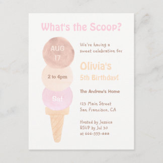 Wasserfarben Eiscreme Geburtstagsparty Einladungen