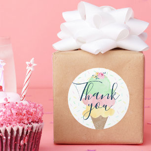 Wasserfarben-Eiscreme-Kegel-Danke-Aufkleber Runder Aufkleber