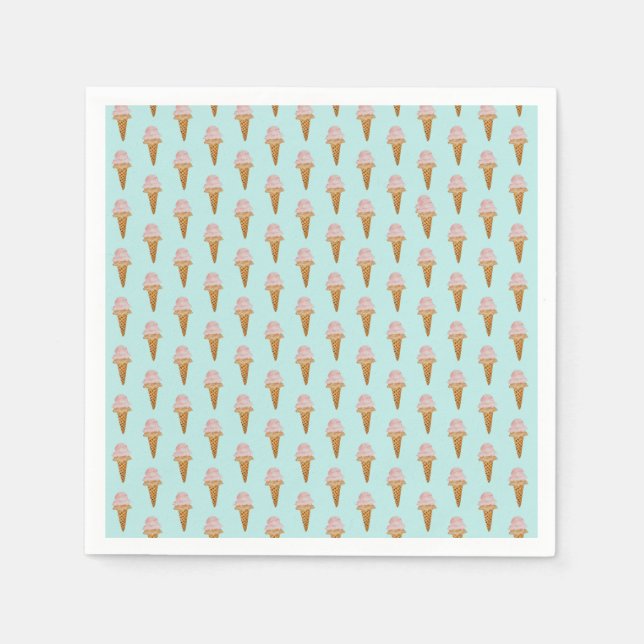Wasserfarben Eiscreme Papier Napkins (türkis) Serviette (Vorderseite)
