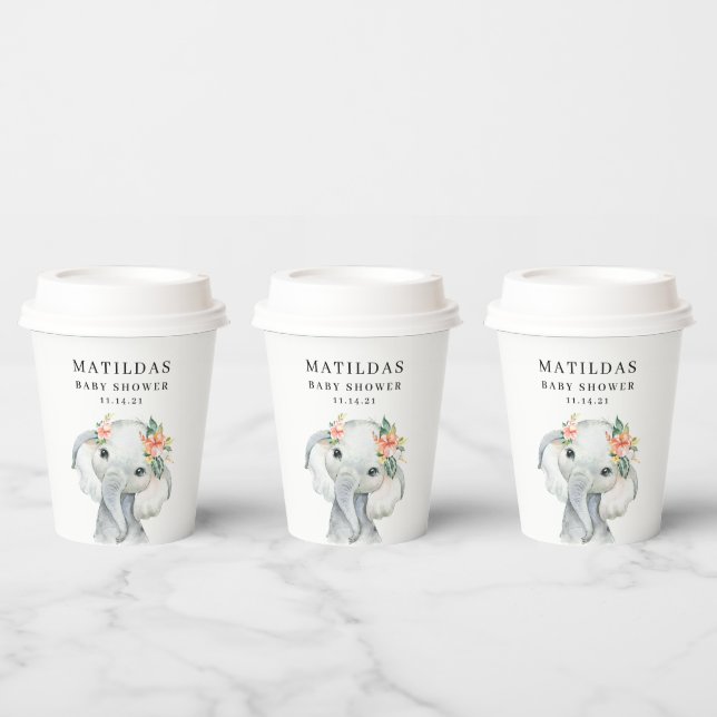 Wasserfarben-Elefantenbaby-Dusche Party Pappbecher (Multi)