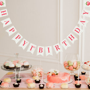 Wasserfarben-Erdbeere-First-Birthday-Party Wimpelkette