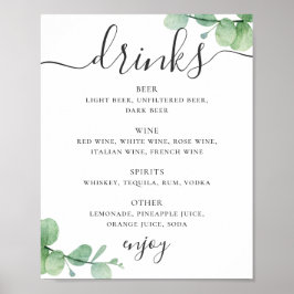 Wasserfarben-Eukalyptus. alkoholische Getränke Hoc Poster