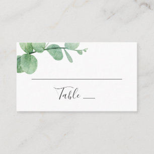 Wasserfarben-Eukalyptus. Hochzeit im Grünen Platzkarte