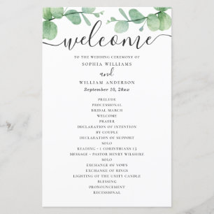 Wasserfarben-Eukalyptus. Hochzeit mit eleganten Sc