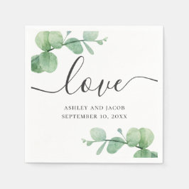 Wasserfarben-Eukalyptus. Hochzeit mit eleganten Sc Serviette