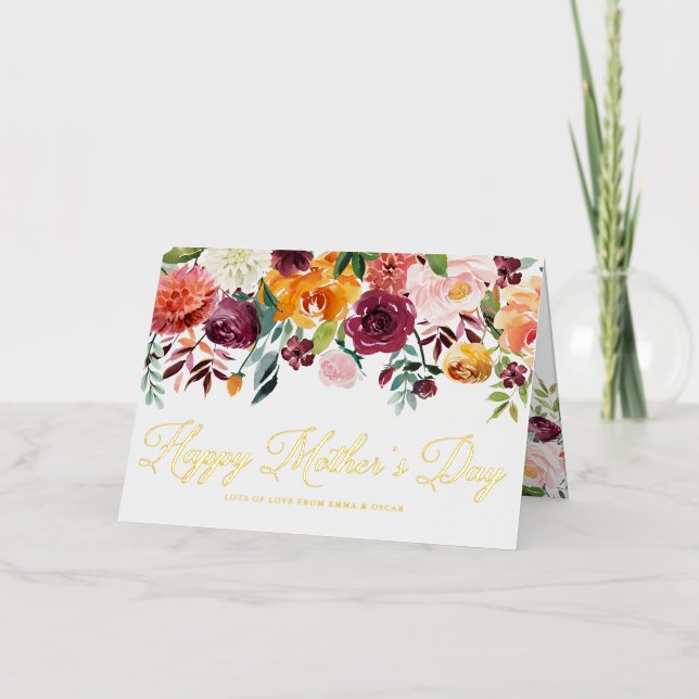 Wasserfarben Fall Blumengarland Muttertag glücklic (Vorderseite)