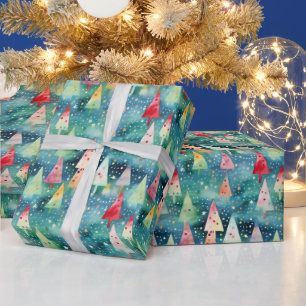 Wasserfarben Farbige Festliche Regenbogen-Weihnach Geschenkpapier