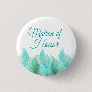 Wasserfarben Feathers Matron of Honour Button