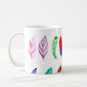 Wasserfarben Federn: Schöne Sammlung Vintag. Kaffeetasse