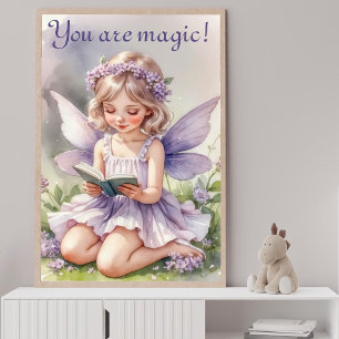 Wasserfarben-Fee in Lila Du bist Magie! Zitat Poster