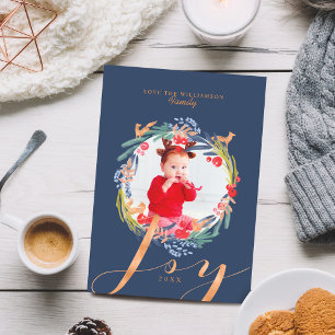 Wasserfarben Festliches Blattwerk Kranz & Fuchs Fo Feiertagskarte