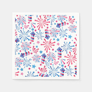 Wasserfarben Feuerwerk Raketen 4. Juli Party Serviette