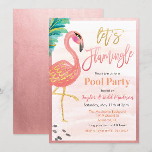 Wasserfarben-Flamingo-Poolparty-Einladung Einladung