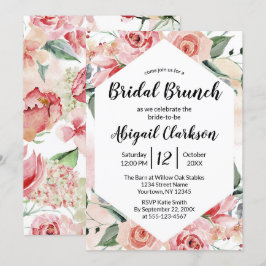 Wasserfarben Floral Hexagon Bridal Brunch Dusche Einladung