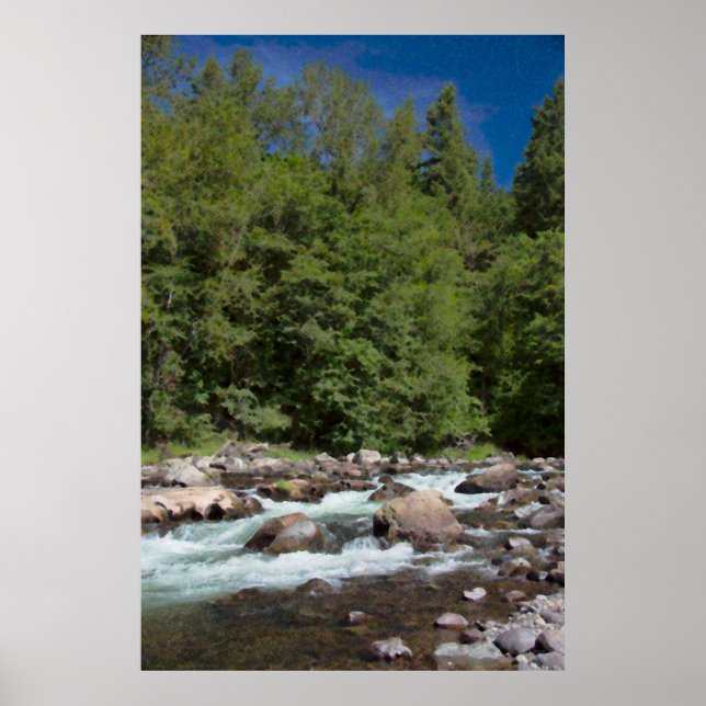 Wasserfarben-Fluss-Rapids Poster (Vorne)