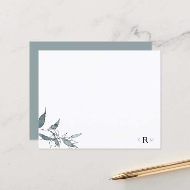 Wasserfarben-Foliensatz Monogramm Einfach  (Vorderseite/Rückseite Beispiel)