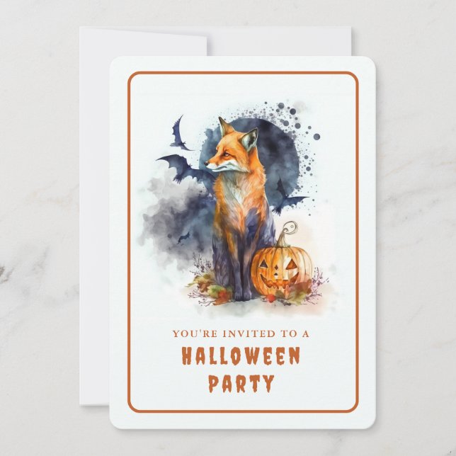 Wasserfarben-Fox-Halloween-Einladungskarte Einladung (Vorderseite)