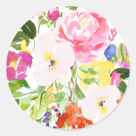 Wasserfarben-Frühlingsblüten Blumenaufkleber Runder Aufkleber