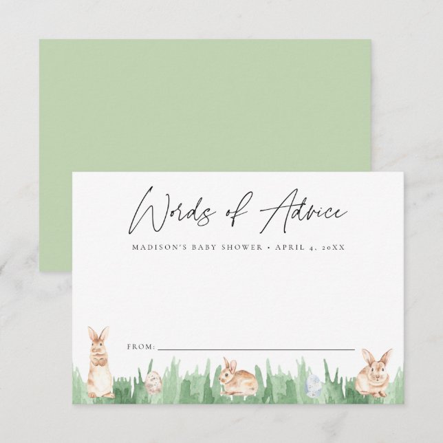 Wasserfarben Frühlingsbrunnens Babydusche Hinweiskarte (Vorne/Hinten)