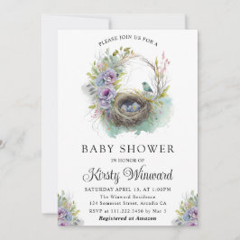Wasserfarben-Frühlingsbrust Bird Nest Babydusche Einladung