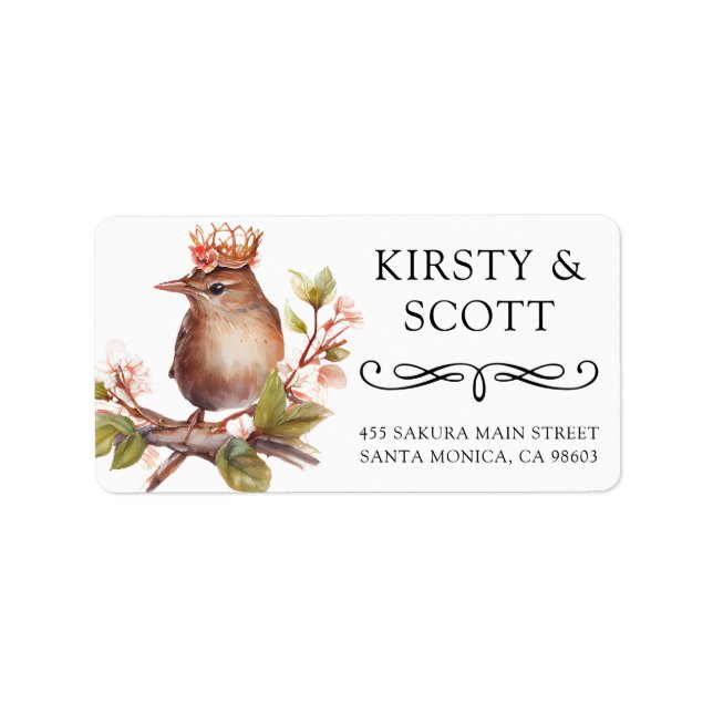 Wasserfarben-Frühlingsvogeladresse Adressaufkleber (Vorne)