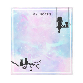 Wasserfarben-Galaxie Cat Girl Back to School Notizblock