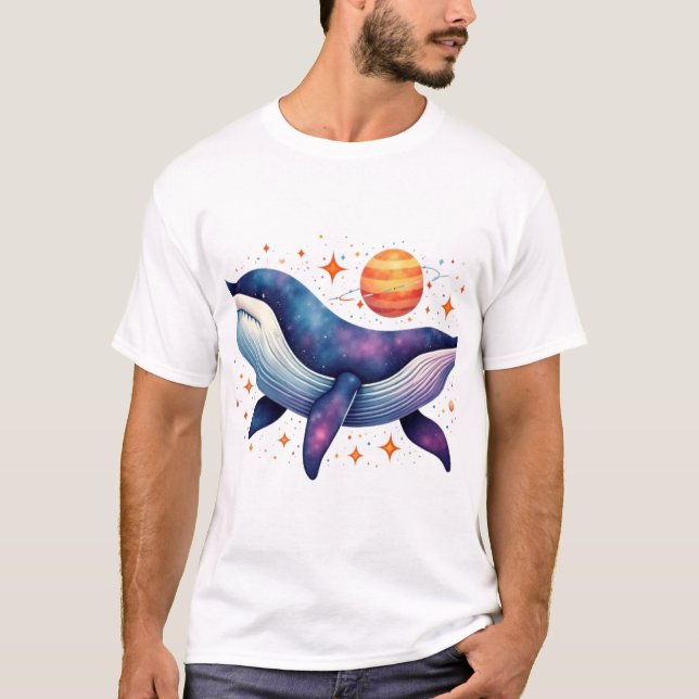 Wasserfarben-Galaxie-Wale T-Shirt (Vorderseite)