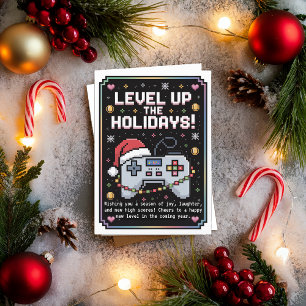 Wasserfarben Gaming Gamer Weihnachtskarte Feiertagskarte