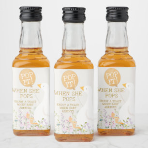 Wasserfarben Gänse Duck Wildblume Babydusche Alkoholflaschenetikett