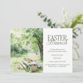 Wasserfarben-Garten-Picknick-Osterbrunch Elegant  Einladung