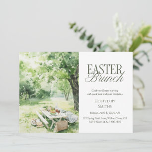 Wasserfarben-Garten-Picknick-Osterbrunch Elegant Einladung