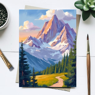 Wasserfarben-Gebirgslandschaft-Naturmalerei Postkarte