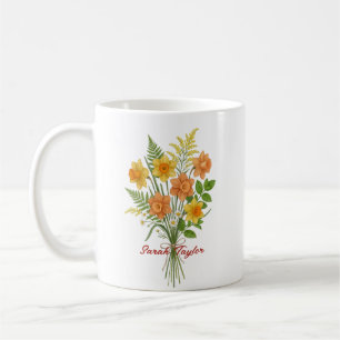 Wasserfarben-Geburtsblume Narzisse Personalisierte Kaffeetasse