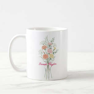 Wasserfarben-Geburtsblume Nelke Personalisierter B Kaffeetasse