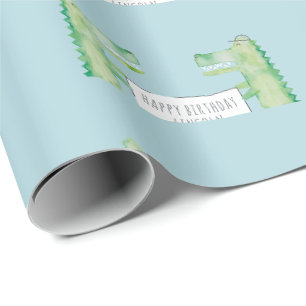 Wasserfarben gemalte Alligatoren und individuelles Geschenkpapier