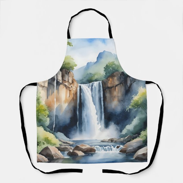 Wasserfarben gemalter Wasserfall Schürze (Vorderseite)