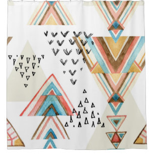 Wasserfarben Geometrisch Nahtlos: Tribal Style. Duschvorhang