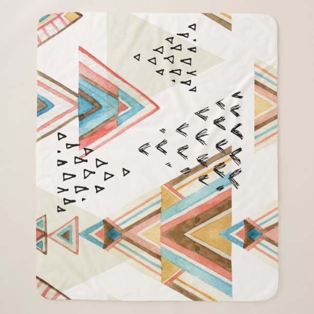 Wasserfarben Geometrisch Nahtlos: Tribal Style. Sherpadecke (Vorderseite)