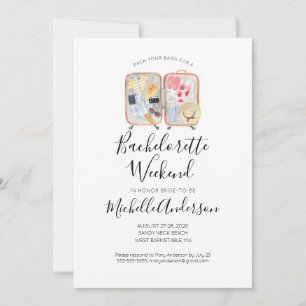 Wasserfarben Gepäck Bachelorette Wochenende Einlad Einladung