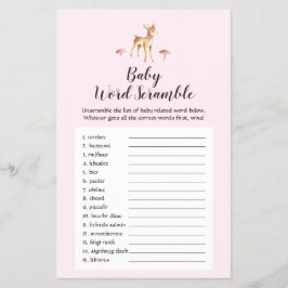 Wasserfarben-Girl Deer Baby Word-Scramble Flyer